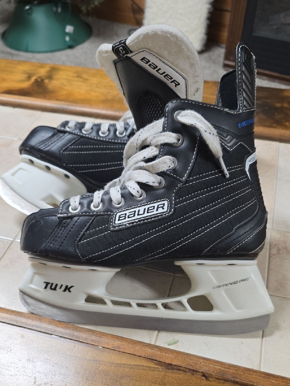 Bauer Black and White Youth Ice Hockey Skates